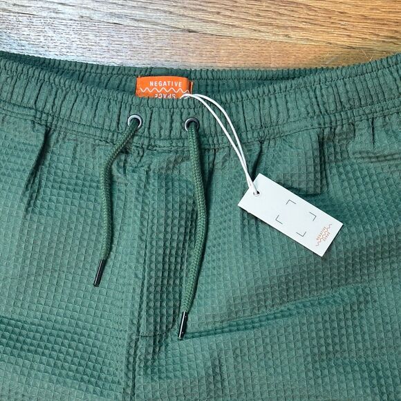 Negative Space Shorts Men's Sz XL Drawstring Waffle Weave Shorts Green NWT - Picture 3 of 6